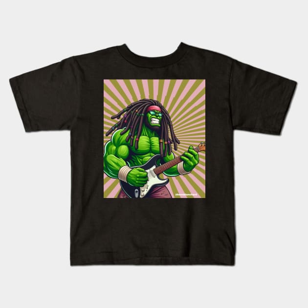 Guitar Envy Monster 1 Kids T-Shirt by Music By Spoon